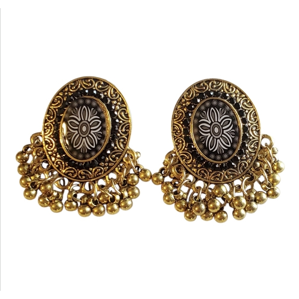 Elegant Gold and Black Earrings